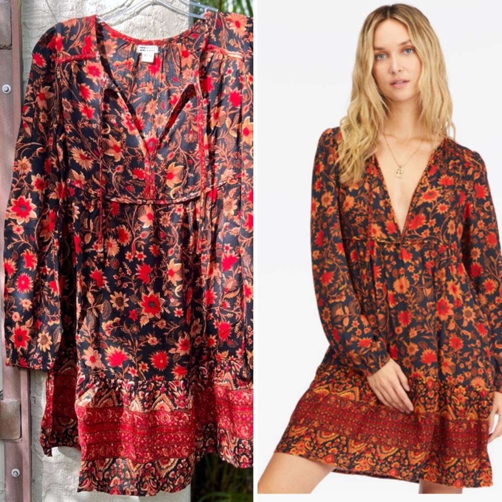 BILLABONG Hearts Desire Long Sleeve Mini Dress